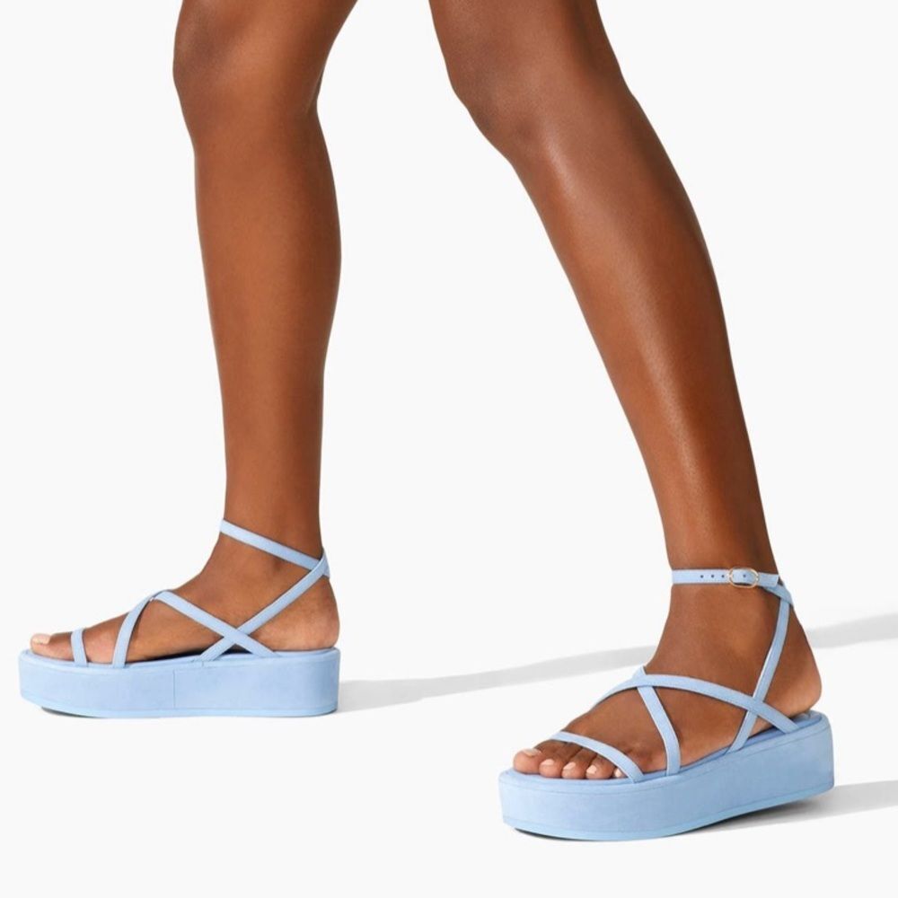Stuart Weitzman Light Blue Strappy Platform Sandals